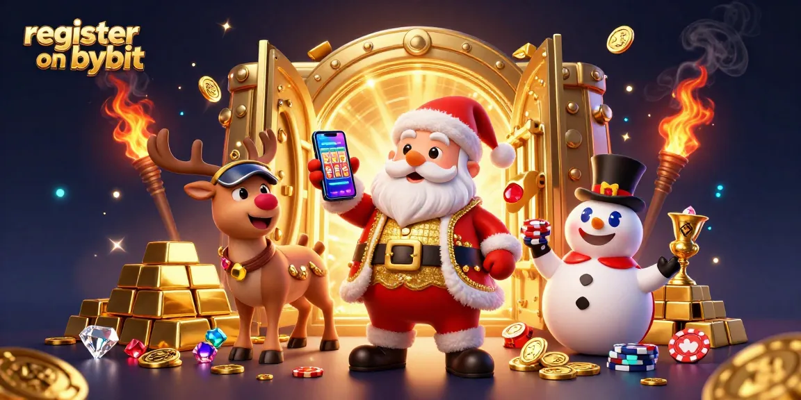 Spin and win when you register on bybit by creating an account featuring festive characters.