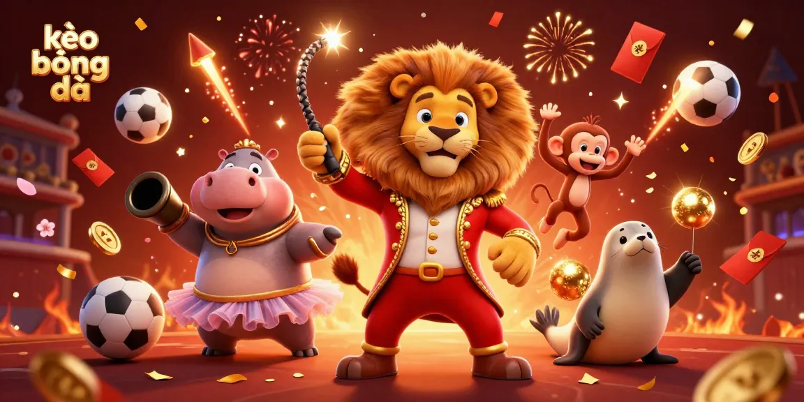 Bet on kèo bóng đá with an engaging carnival of vibrant characters and dynamic sports elements.