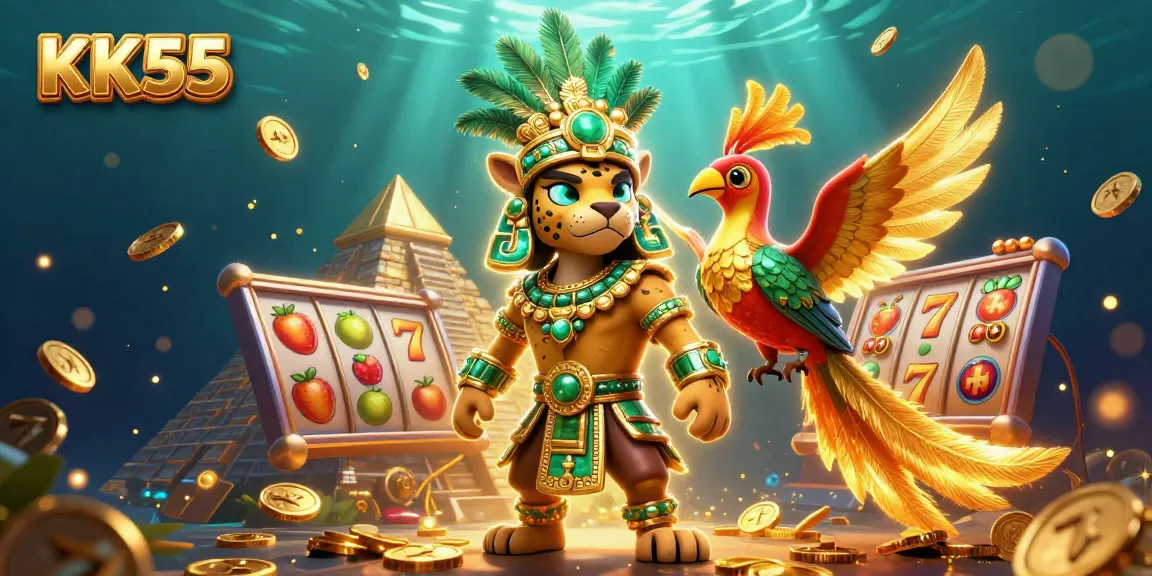 Experience the thrill of KK55 in this vibrant, ultra-detailed gaming scene with casino elements.