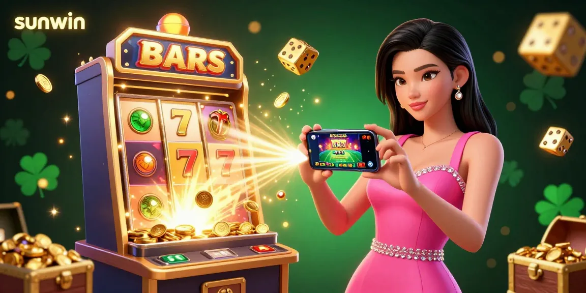 Spin to win exciting jackpots with sunwin in this vibrant casino-themed 3D illustration.