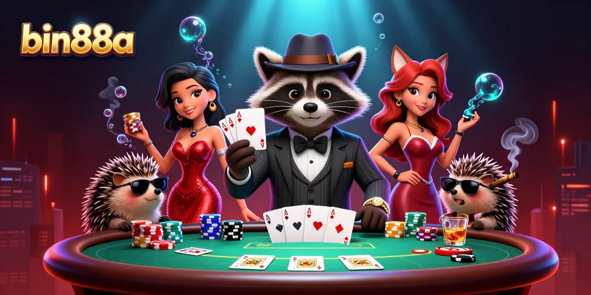 Experience elite poker moments at bin88a with charming characters and vibrant casino elements.