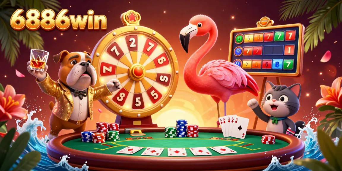 Experience thrilling jackpots at 6886win with vibrant casino elements and interactive characters.