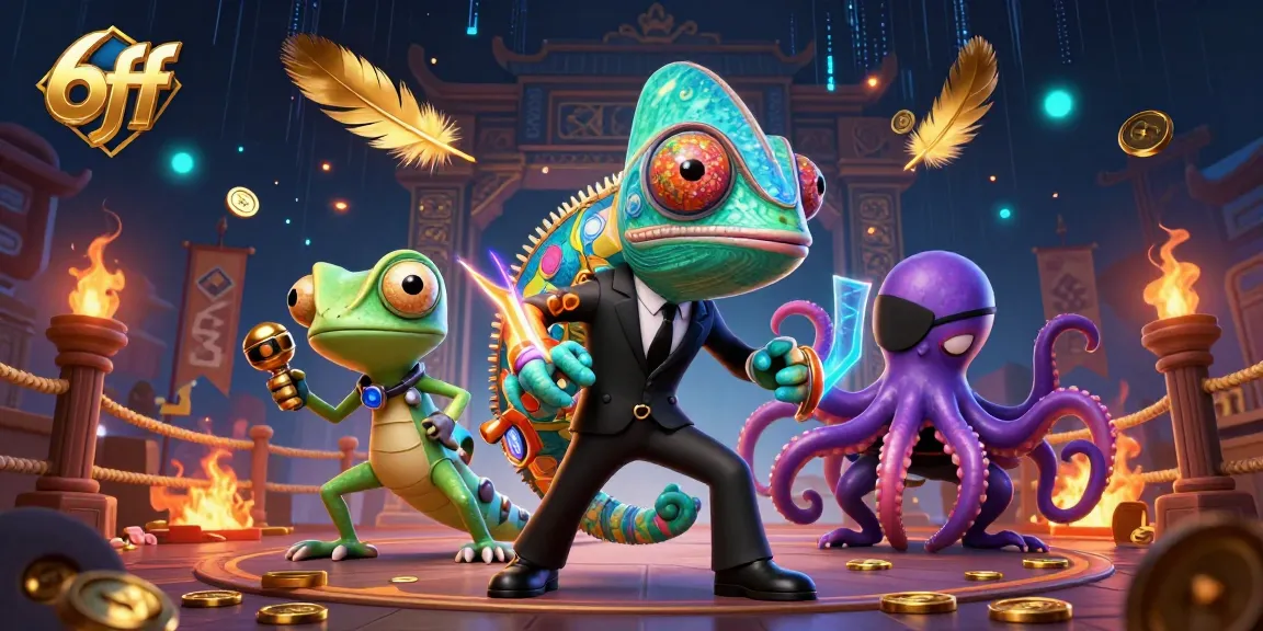 Engage with 6ff's dynamic gaming environment featuring colorful characters and casino excitement.