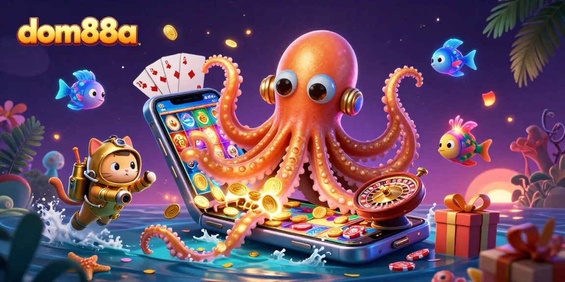 Experience thrilling underwater adventures with dom88a, featuring a kraken, diving cat, and more.