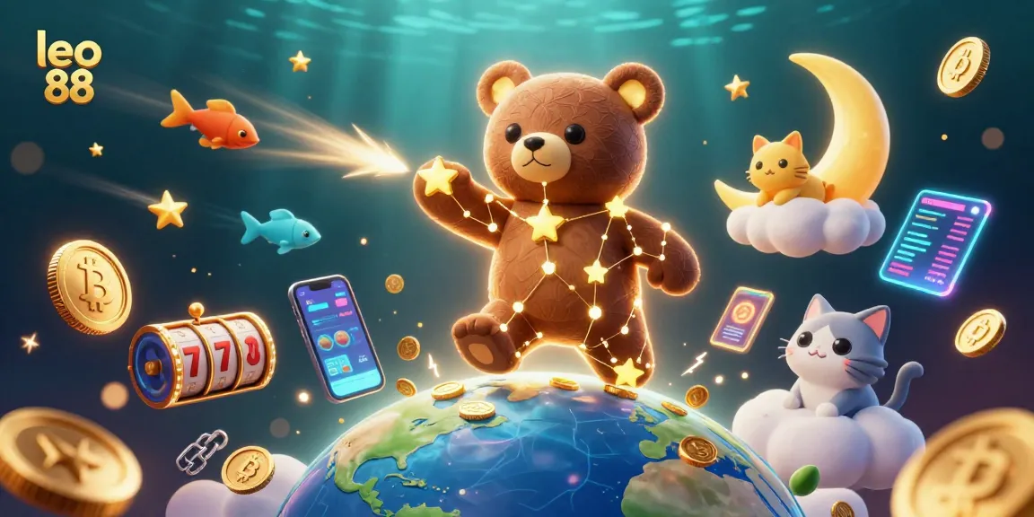 Engage in exciting gameplay action with leo 88 casino's colorful constellation-themed illustration.