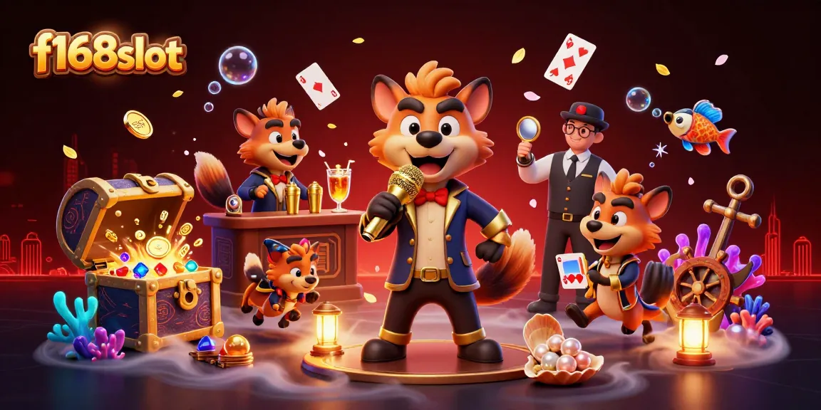 Enjoy the lively entertainment scene at f168slot with hyenas captivating at the comedy casino club, surrounded by treasures.