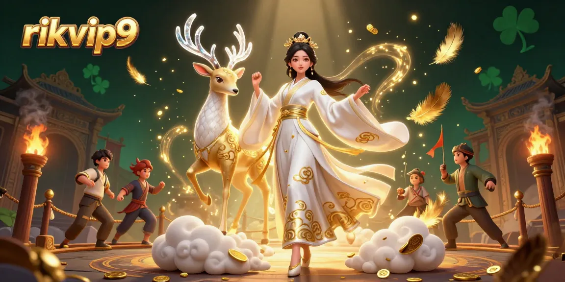 Engage with rikvip9's vibrant game atmosphere through immersive 3D digital illustration.