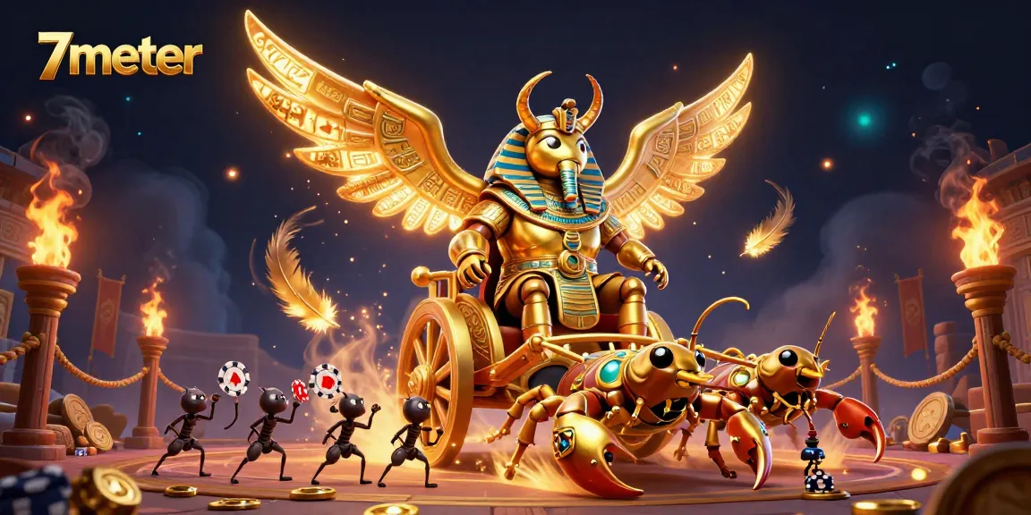 Win big with 7meter as the colossal scarab and scorpions dominate the thrilling casino scene.