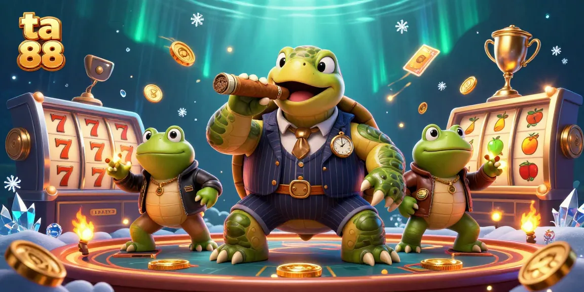 Engage with ta 88 in a vibrant casino setting featuring a mobster turtle and frog enforcers