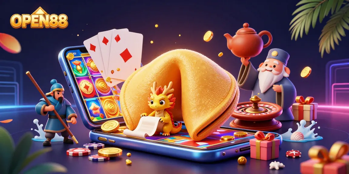 Engage with OPEN88's online games as a golden fortune cookie reveals opportunities within a thrilling gaming scene.