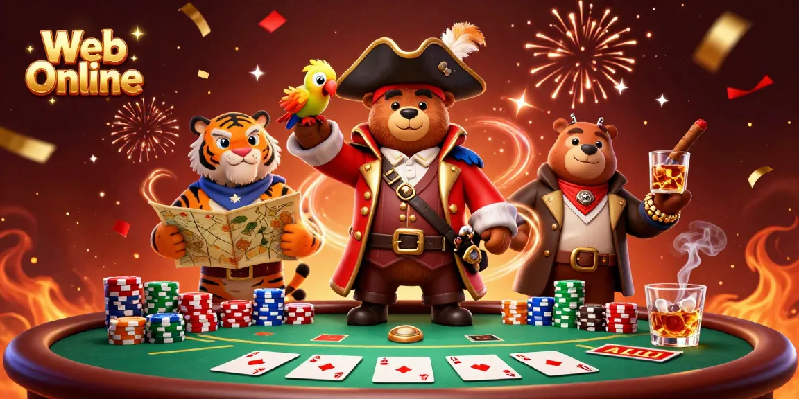 Engage in thrilling gameplay with Web Online, experiencing vibrant poker action amidst colorful characters.