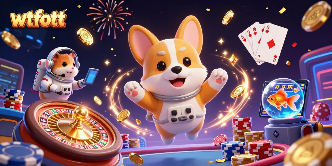 Spin and win at wtfott's vibrant cosmic casino with floating characters and thrilling games!
