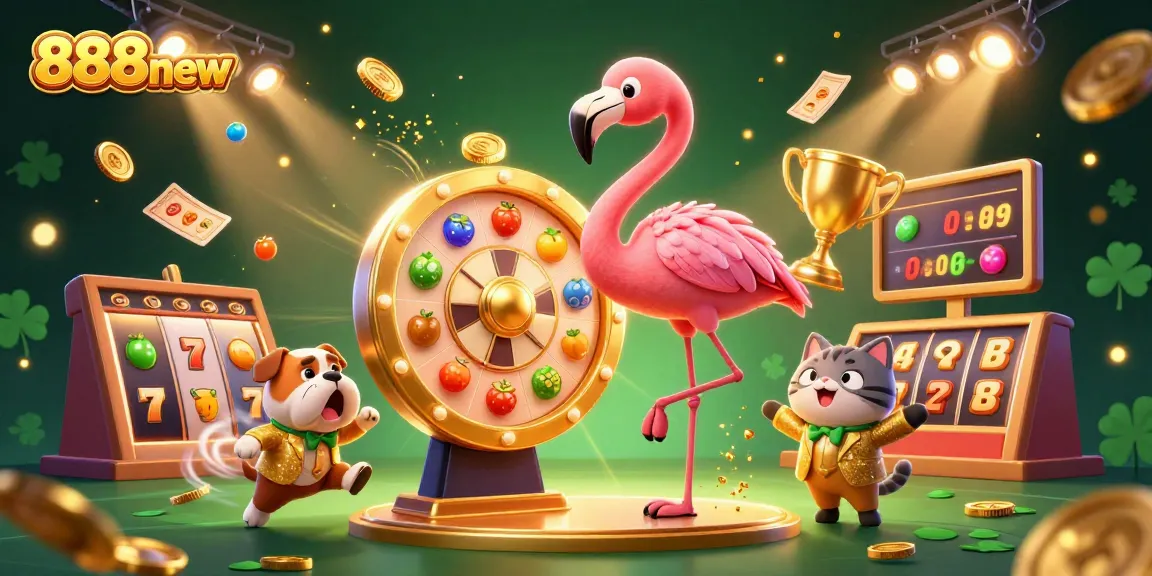 Catch the excitement of 888new with vibrant slot jackpots and prizes in a lively casino scene.