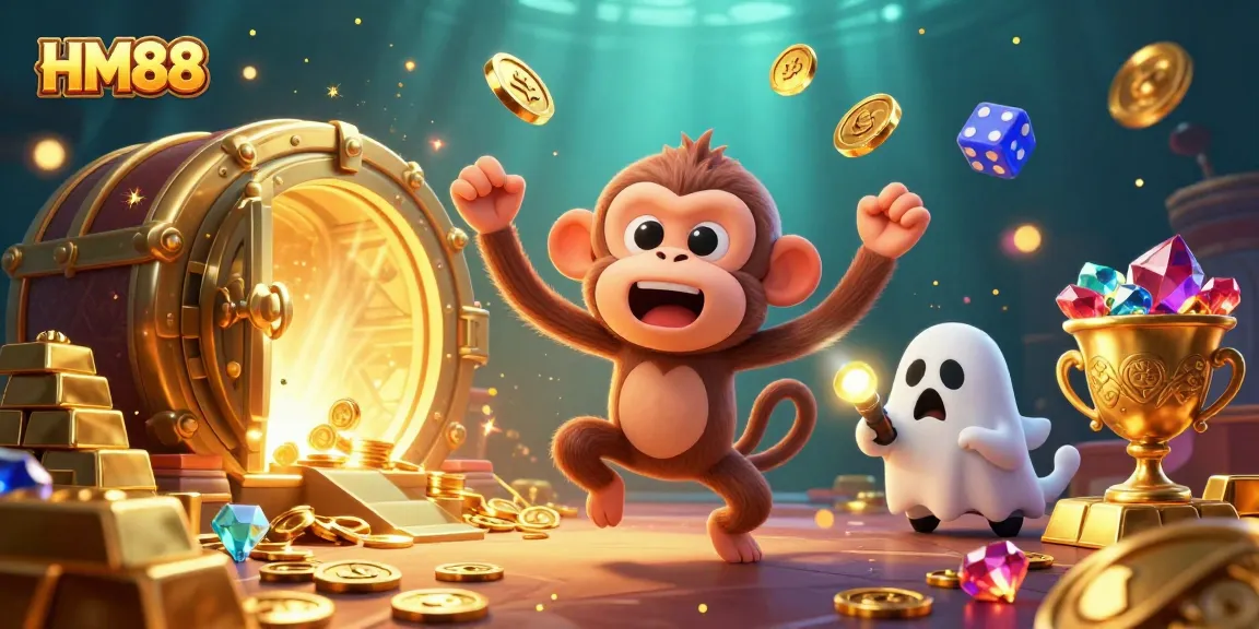 Engage in thrilling games at HM88, where a playful ghost-hunter puppy tracks a mysterious monkey in a casino.