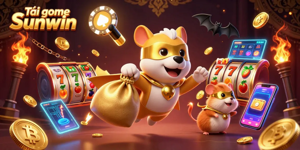 Experience the excitement of Tải game Sunwin with this vibrant casino-themed illustration.