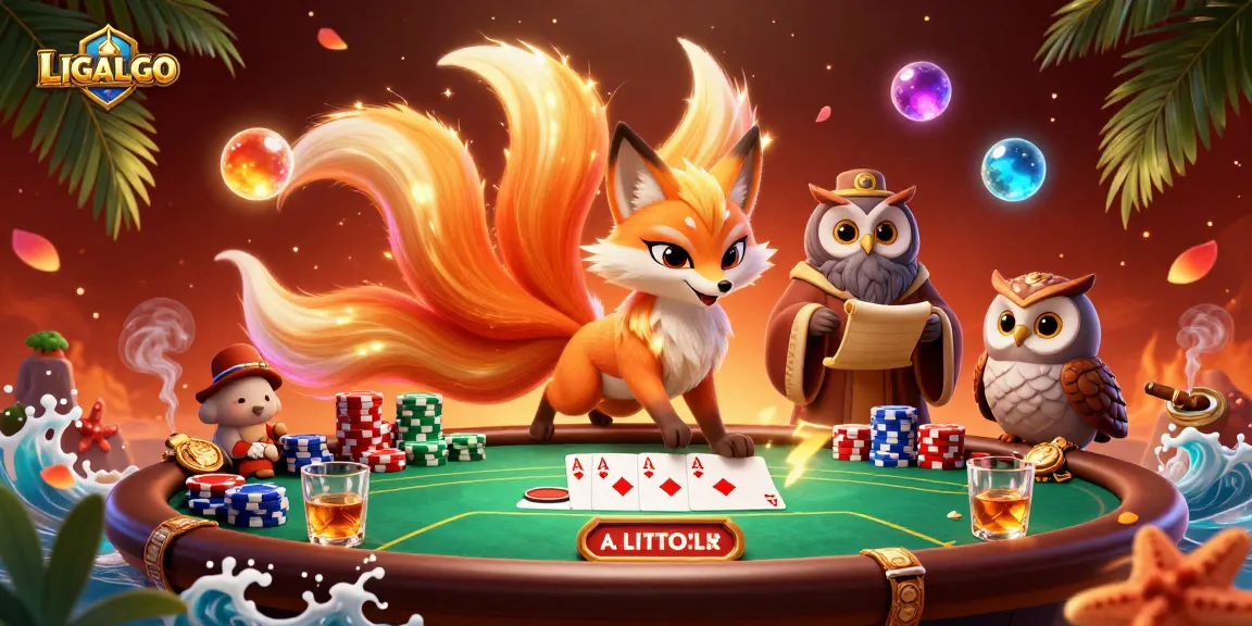 LIGALGO showcases a vibrant poker scene with colorful characters, emphasizing engaging gambling experiences.