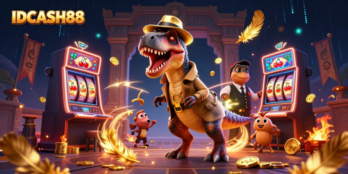 Spin the reels at IDCASH88 while a velociraptor card counter plots to win with hidden coins.