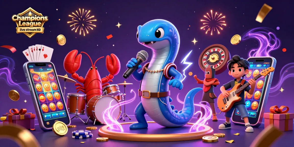 Engage with Champions League live stream HD in a vibrant underwater casino scene, featuring animated characters and dynamic gaming elements.