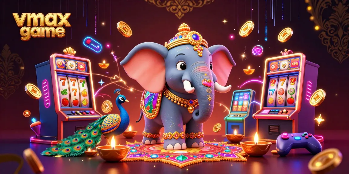 Experience the excitement of vmax game with vibrant illustrations of a casino setting filled with engaging symbols and characters.