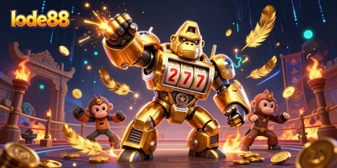 Experience the thrill of lode88 with our golden gorilla mech and exciting casino elements!