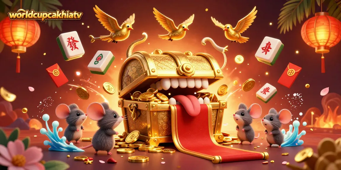 Experience the thrill of gambling with worldcupcakhiatv's vibrant casino-themed illustration featuring golden treasures and energetic gameplay.