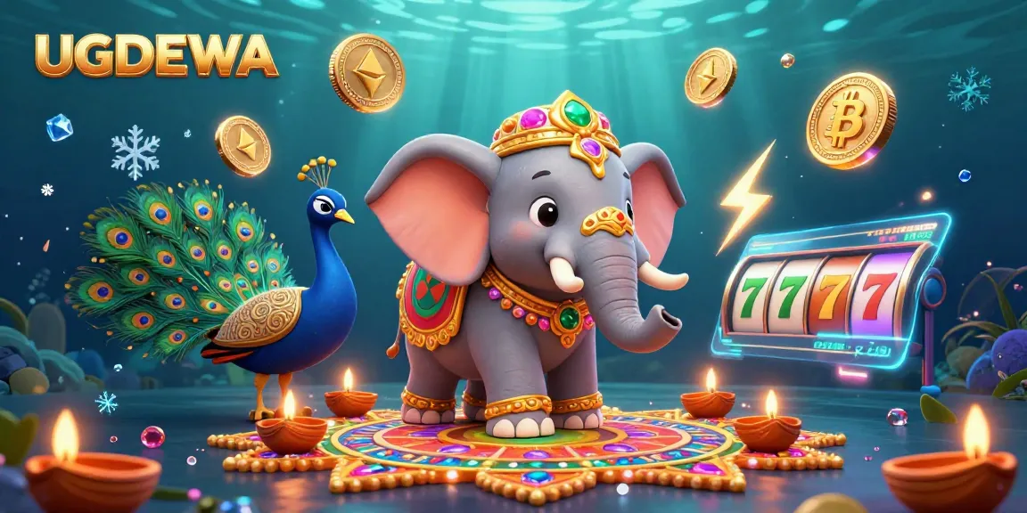 Spin and win at UGDEWA with vibrant slots and exciting jackpots in this colorful illustration.