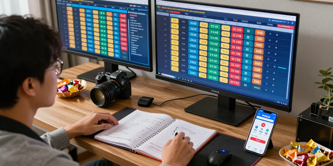 Exciting online togel betting scene at home, showcasing Pasaran Togel Terlengkap with multiple screens and gaming atmosphere.