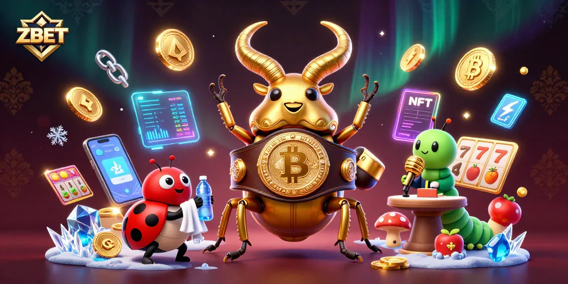 ZBET showcases a vibrant 3D illustration of a golden stag beetle in a boxing belt, embodying the spirit of casino gaming.
