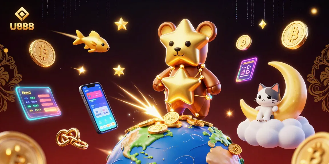Experience thrilling wins at U888 with vibrant casino elements and a cosmic theme.
