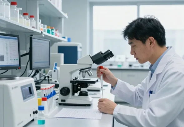 Retatrutide Canada researchers analyzing samples in a modern lab.