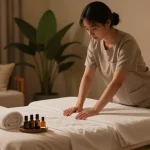 Engaging 광명출장안마 massage therapy session in a calming home spa setting.