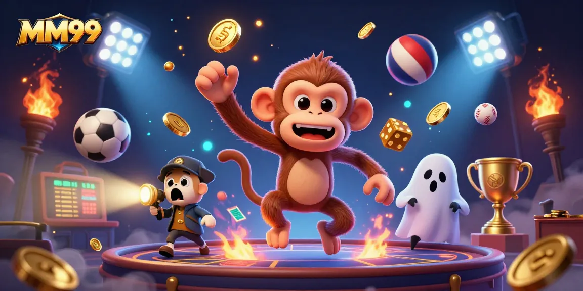 Track the mischievous MM99 poltergeist monkey in a haunted casino loaded with golden treasures.