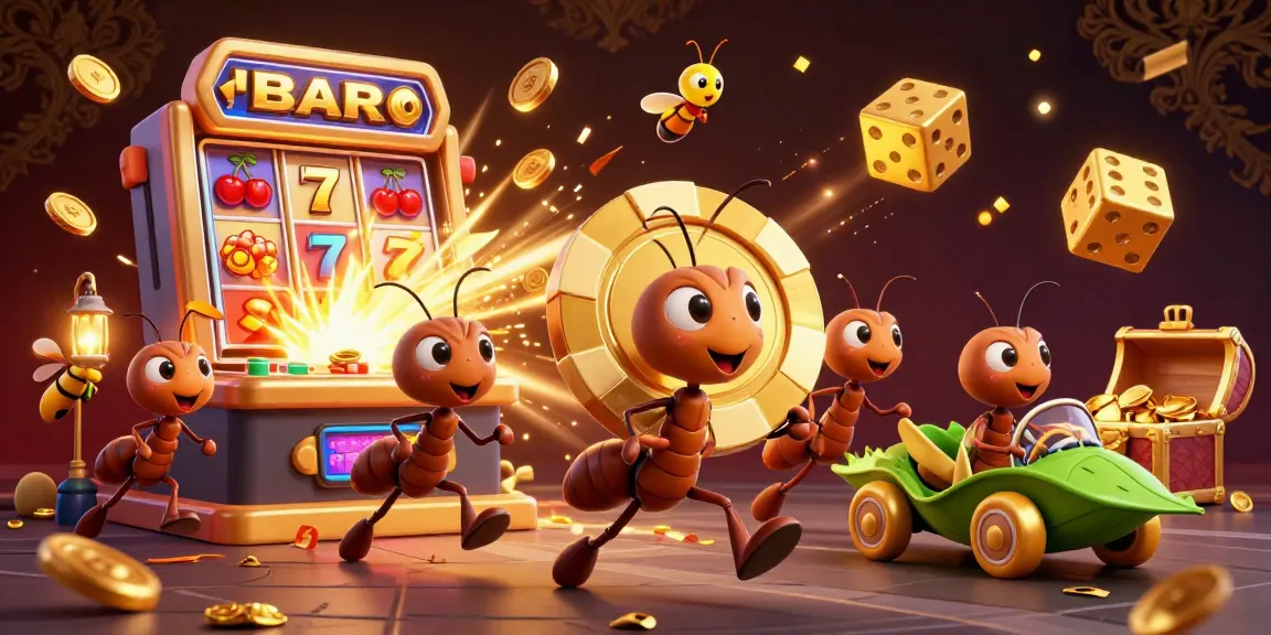 gmnc ants heist with golden poker chip amidst dynamic casino elements